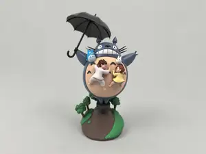 龙猫撑伞飞翔-小梅小月-宫崎骏动漫周边摆件涂色玩具