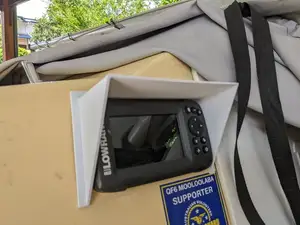 Sunhood for a Lowrance sounder console
