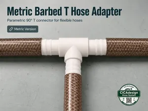 Parametric Barbed T Hose Adapter - Metric Version