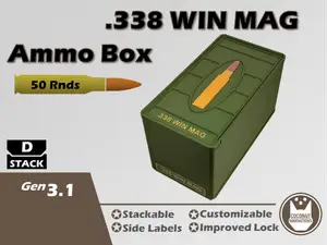 Ammo Storage Box .338 Winchester Magnum 50 Rounds