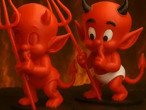 Diablotin chibi roublard penché vers l'avant