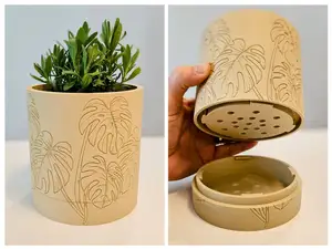Monstera Planter with Hidden Drip Tray