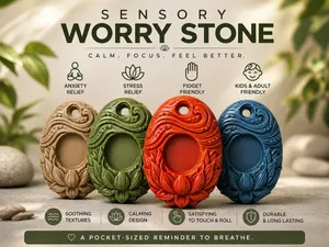 Lotus Sensory Worry Stone Keychain (No Support)