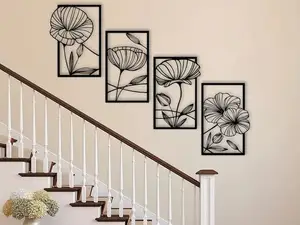 Elegant Floral Line Art - 4-Piece Wall Decor Set