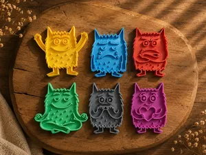 Emotion monsters filling shapes