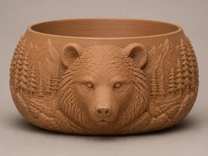Vaso Orso con paesaggio realistico
