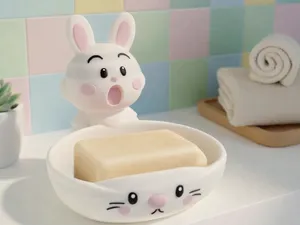 Cute Bunny Soap & Sponge Holder - Raised Base