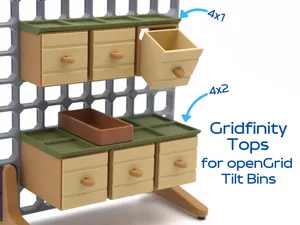 Gridfinity Tops for openGrid Tilt Bins