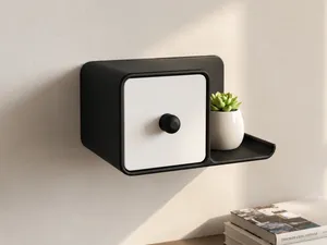 Wall-Mounted Nightstand with Drawer & Shelf