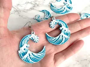 The Great Wave off Kanagawa HueForge Earrings