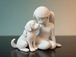 Gentle Bond – Girl and Dog Figurine