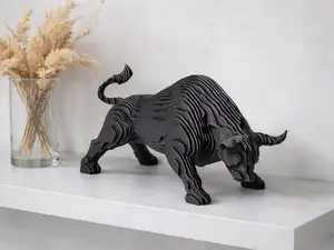 Decorative bull figurine–modern layered sculpture