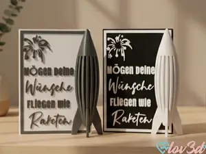 Self-Standing Postcard: "Rocket Wishes"
