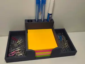 Sticky Note Organizer with Pen Holder & Dual Trays