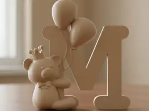 Teddy holding a letter - full alphabet available!