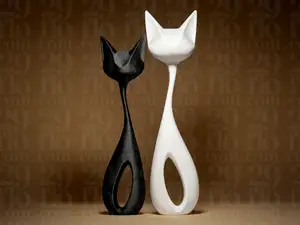 Two Modern Cats Figurines