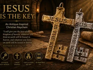 JESUS IS THE KEY – Antique-Inspired Cross Keychain