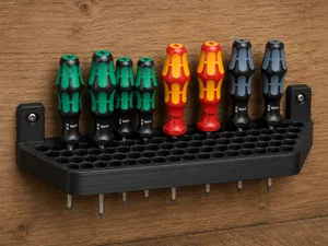 Screwdriver holder, honeycomb pattern