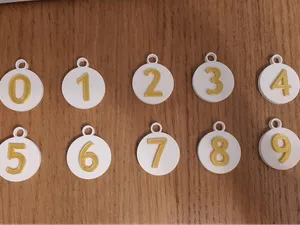 Simple keychain with multicolor embossed digits