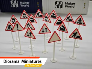 [Diorama Miniature]Triangular Warning Traffic Sign