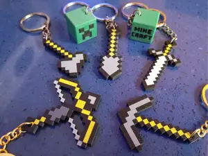 minecraft weapons sword, axe, pickaxe keychain