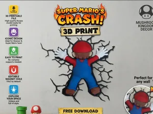 Who Crashed Mario? - Fake Impact Wall Decal