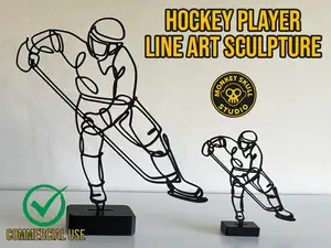 Hockey Player Line Art Sculpture