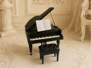 Victorian Grand Piano with Bench Dollhouse Decor