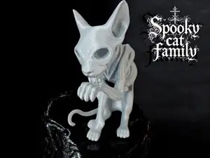 Spooky cat Family - Sphynx pose de aseo