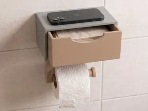 Minimalistischer Toilettenpapierhalter mit Fach