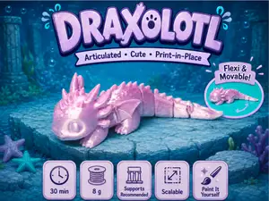 Draxolotl Cute Flexi Dragon + Axolotl Hybrid Toy 