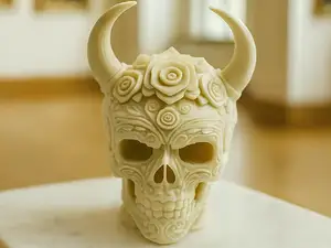 Rosendorn-Calavera mit Hoernern