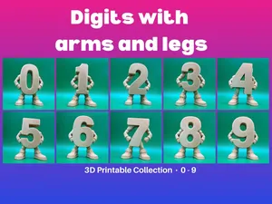 3D Digits with Arms and Legs - Complete Set 0-9