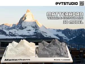 Matterhorn 3D Terrain & Contour Line Model