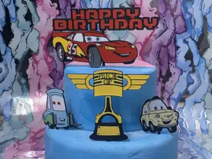 red Chevy Happy Bday Cake topper 5 parts
