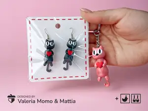 Cute Cat with Heart and Flexi Tail / 2 versions