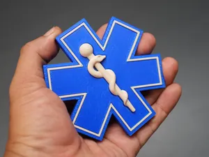 Star of Life 3D Relief - Rod of Asclepius - EMS