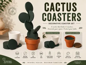 Cactus Coaster Plant | Decorative Coaster Set