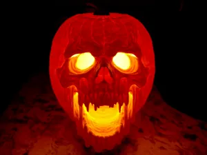 Halloween Pumpkin Skull with candle
