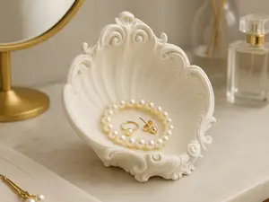 Baroque Shell Jewelry Dish Ornate Vanity Organizer