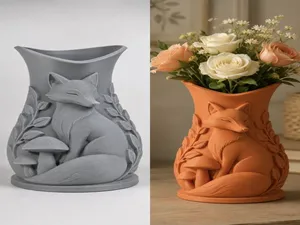Sleeping Fox Leaf Woodland Decorative Vase