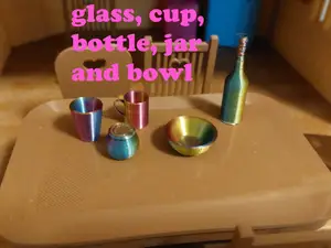 dishes glass cup bottle jar & bowl for dollhouses