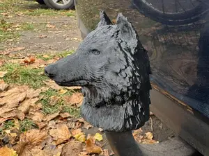 Trailer hitch cover wolf head