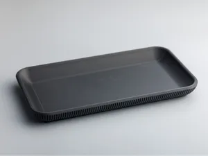 Ribbed rectangular tray