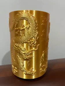 Guanyin & dragon carving Pen holder
