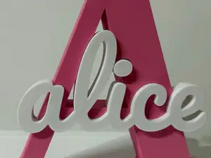 scritta da tavolo con nome e iniziale alice