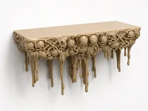 Forbidden Reliquary – Gothic Dripping Skull Shelf