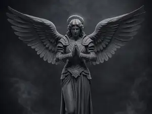 Angelo Guardiano–Statua Decorativa con Ali Aperte