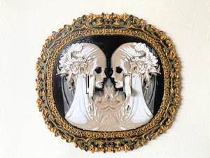 Double Gothic Victorian Style Skeletal Cameo