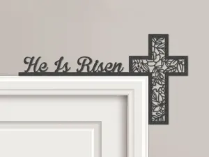 He Is Risen Cross Door Corner Topper
